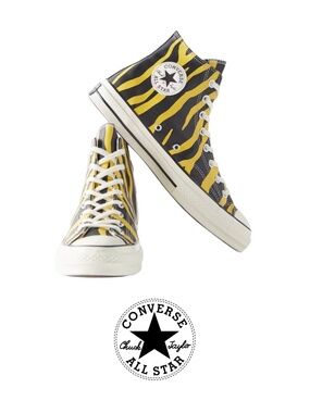 Converse Chuck Taylor Vivid Yellow & Black Zebra Leather Retro 70 High Tops